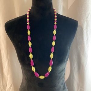 Joan Rivers Purple/Magenta and Lime Green Fluted Plastic Bead Long Necklace